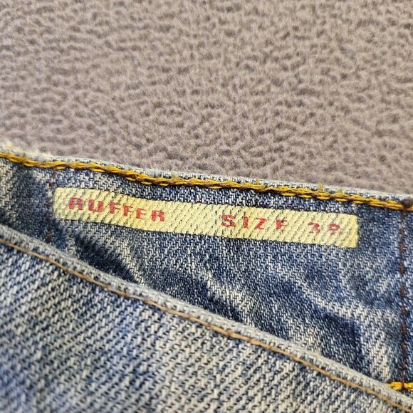 Buffalo David Bitton Mens 38x31 Ruffer Straight Stretch Blue Jeans Distressed - Picture 5 of 11